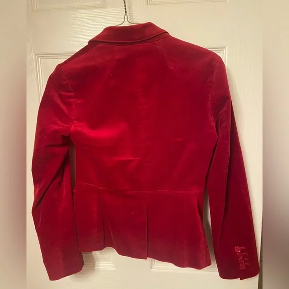 Talbots Classic Velvet Blazer in Rich Ruby Red - Size 2P - Picture 2 of 6